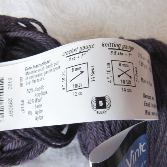 lot of 3 balls Berroco Vintage Chunky Yarn,100g each,40% wool,52% acrylic. - Picture 5 of 8